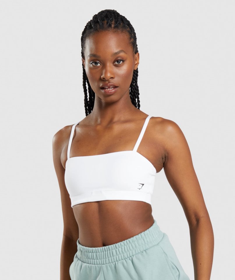 Women\'s Gymshark Bandeau Sports Bra White | CA 73A0ND